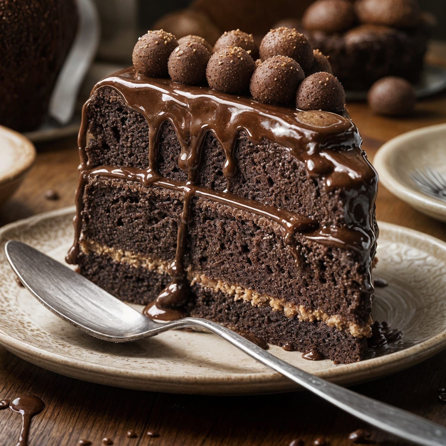 Chocolate Cake with Soft Flowing Center: Hyper-Realistic 8K