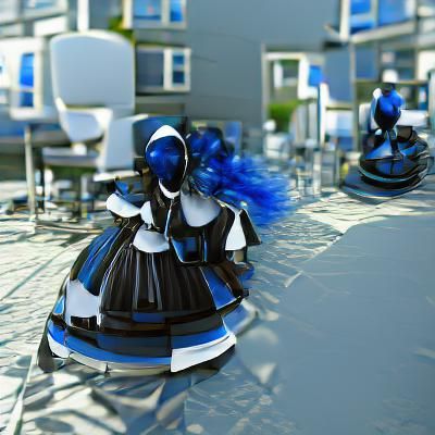 Ambiguous Maid in Blue and Black: Vray Render