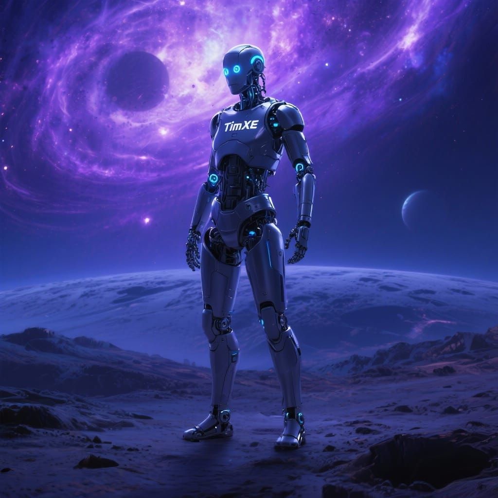Futuristic Cyborg TimXE on Alien Planet
