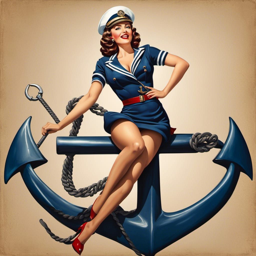 Classic Navy Pin-Up with Vintage Sailor Outfit