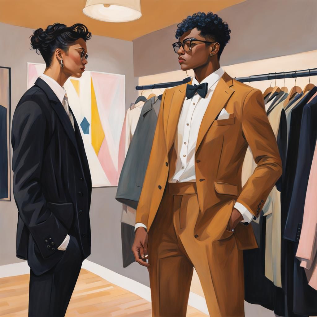 Nonbinary Person Suits Up: Academic Art Portrait