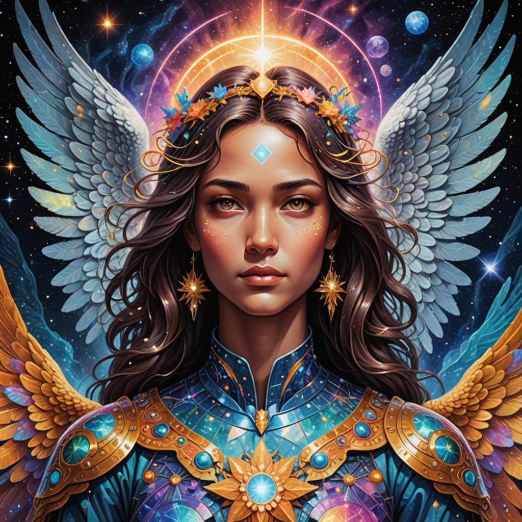 Holographic Archangel in Cosmic Visionary Art