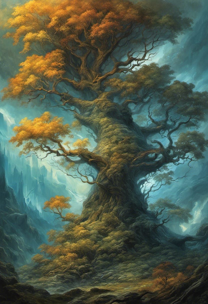 Eerie Tree in a Nightmarish Landscape