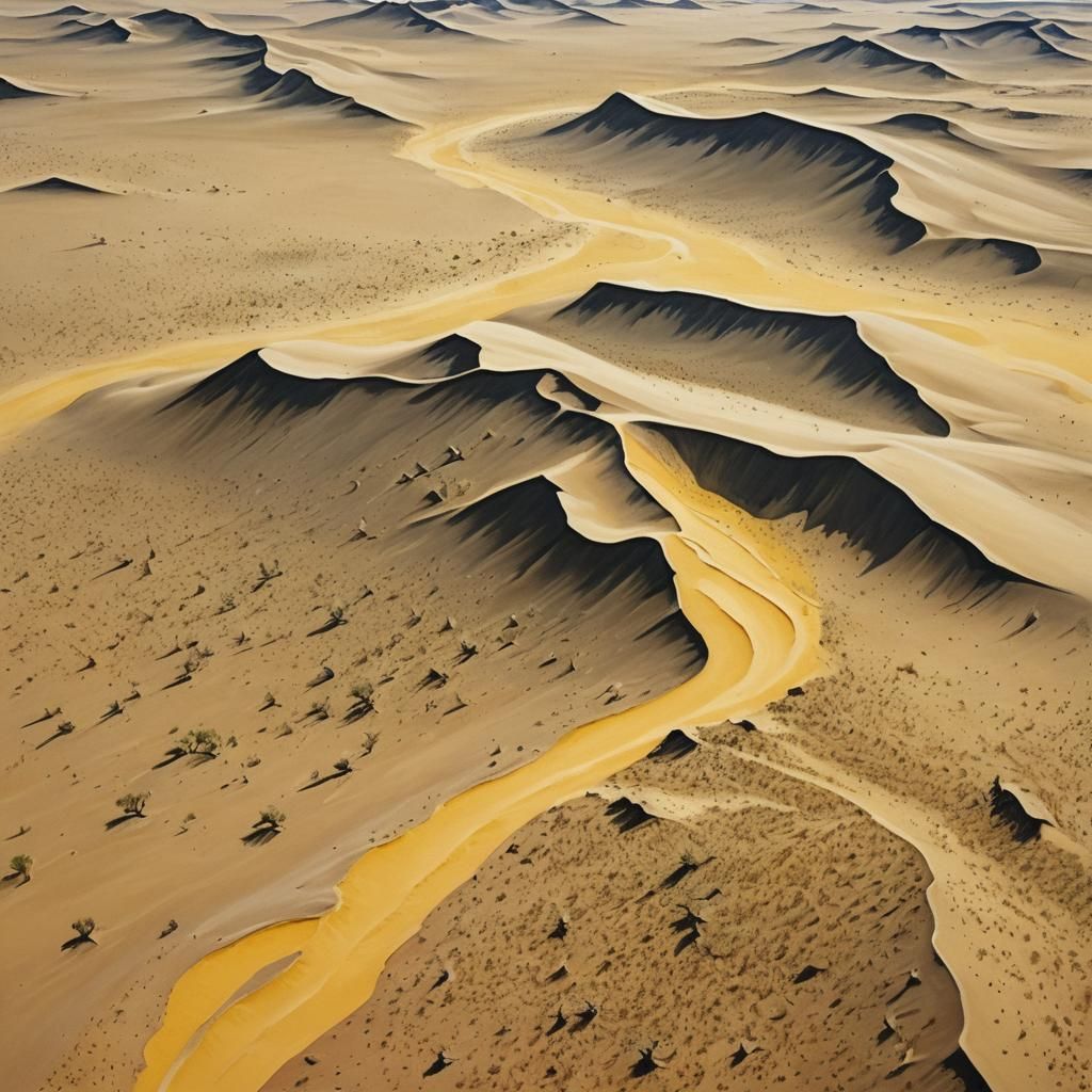 Namibian Desert Sands as Gouache Painting