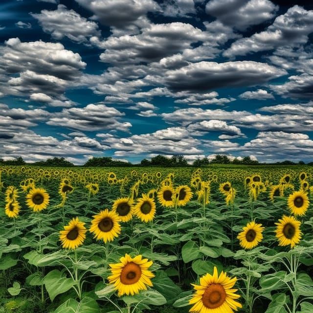 Tool Sunflower in Neo-Impressionist Landscape