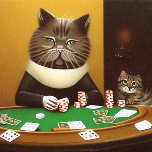 Cute cats playing poker