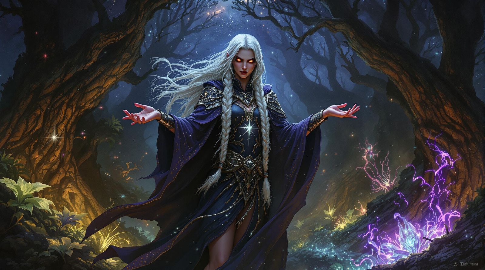 Fierce Druidess Summons Magic in Ancient Forest
