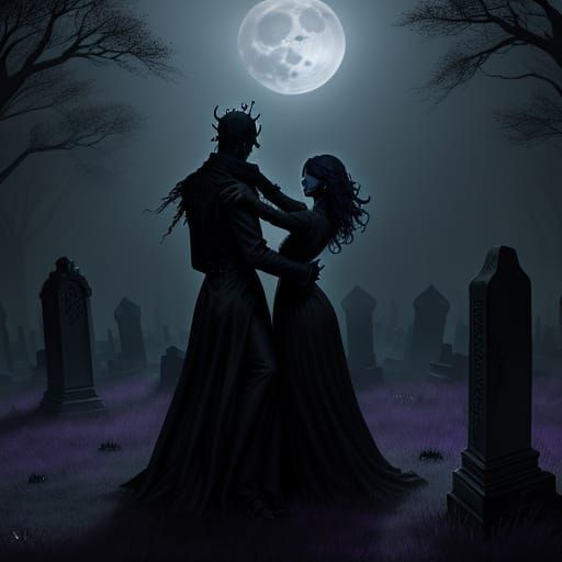 Gothic Graveyard Dance in Dark Fantasy Style