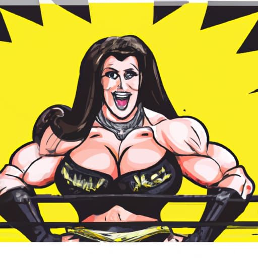 Muscular Bodybuilder Mom Wrestler in Comic Book Art