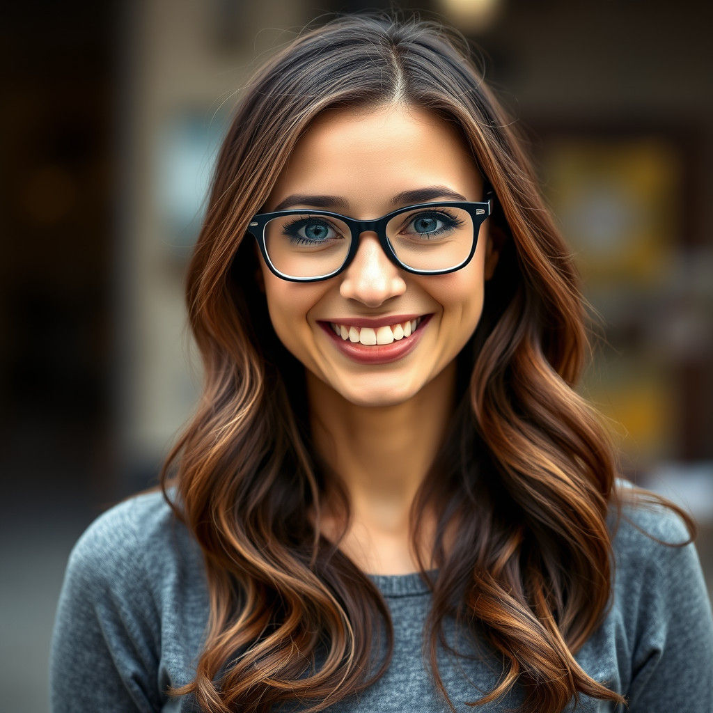Smiling Woman with Glasses, Natural Light Portrait