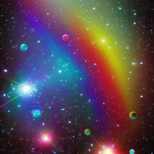 Rainbow Sparkle Galaxy in Holographic Astral Style