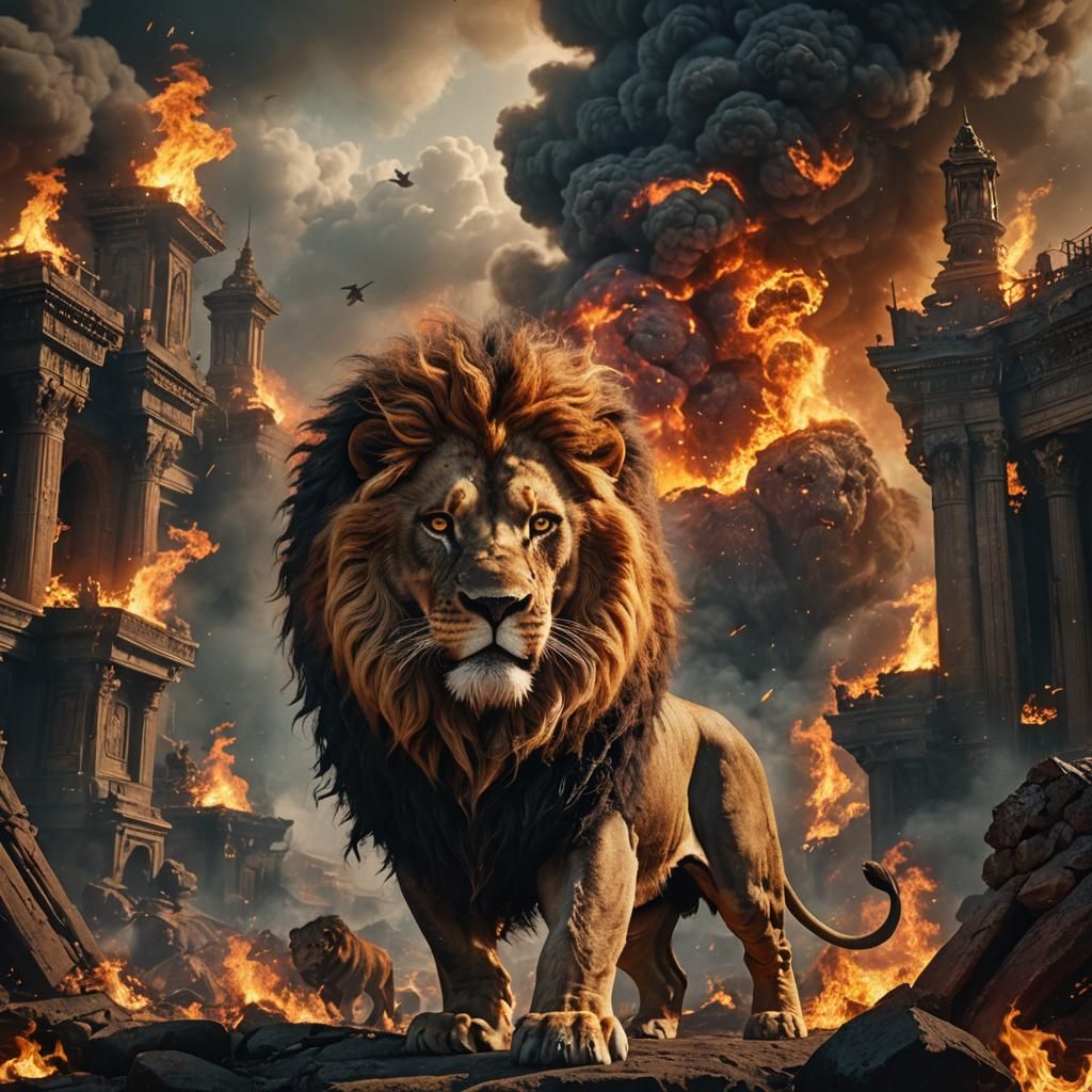 Fiery Lion Digital Matte Painting