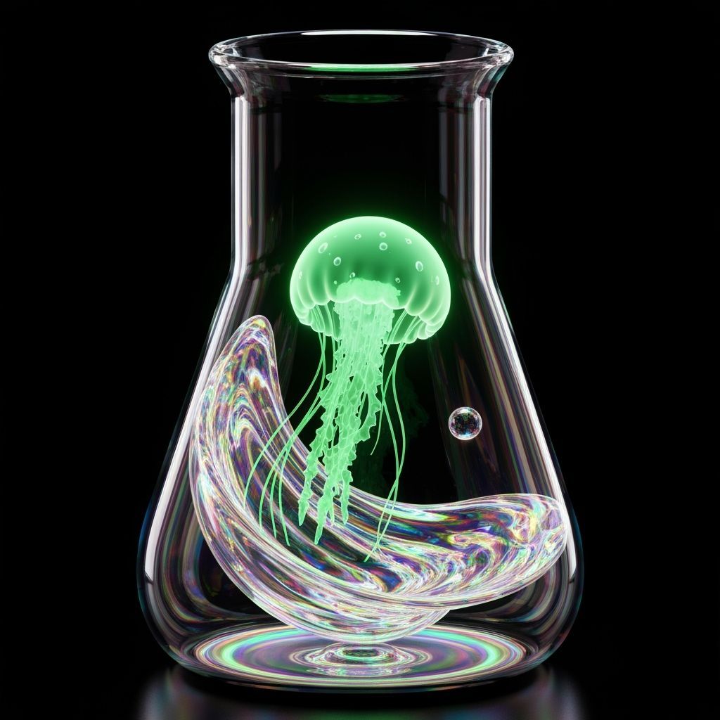 Acid Jellyfish in Beaker, 3D Anime Concept Art