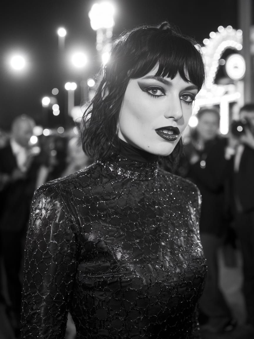Sofia Boutella in Moody Black and White Oscars Glamour