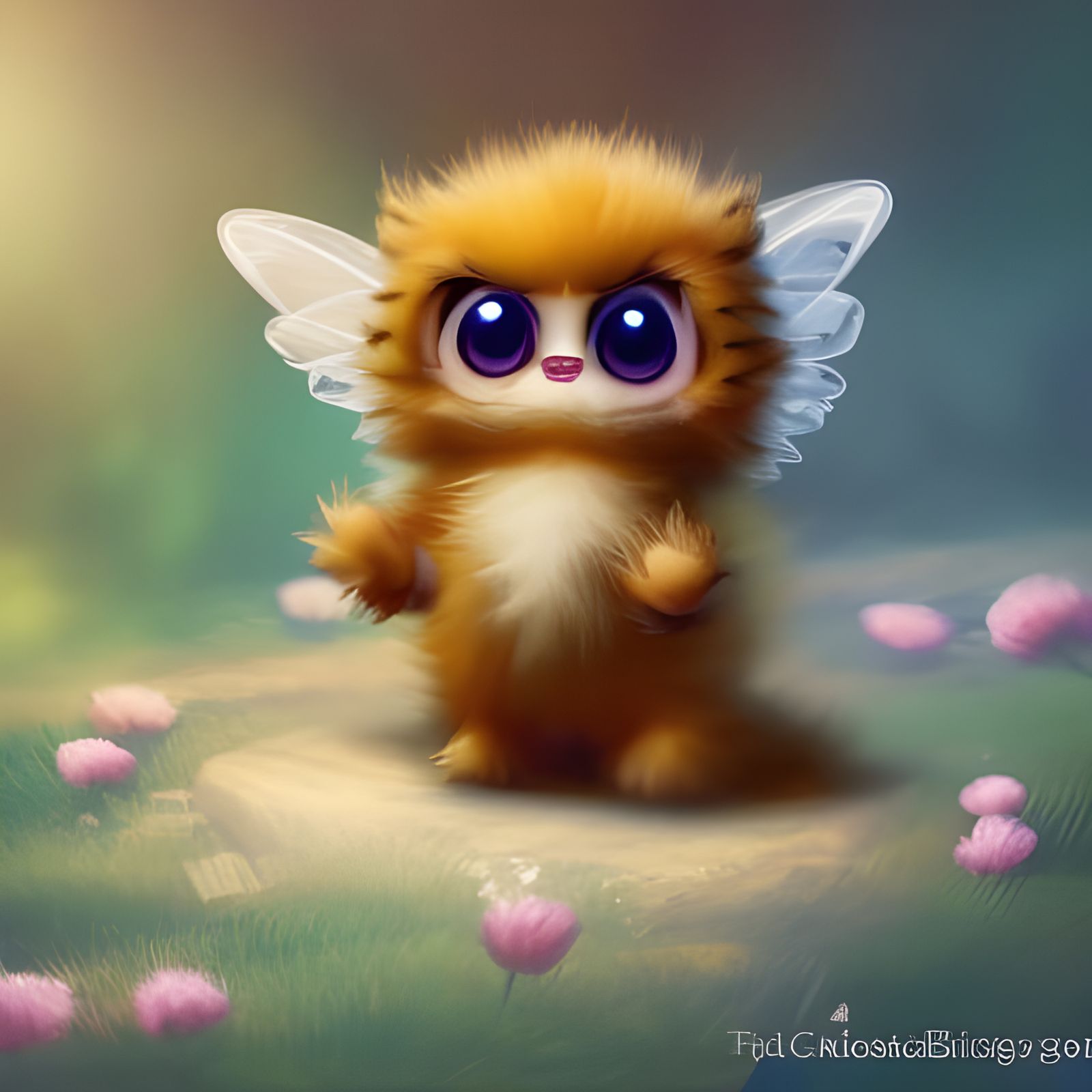 Adorable Chibi Kitten and Bumble Bee Fantasy