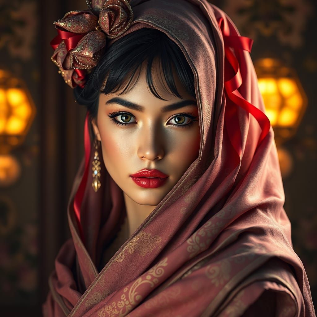 Woman dressed in Ribbon