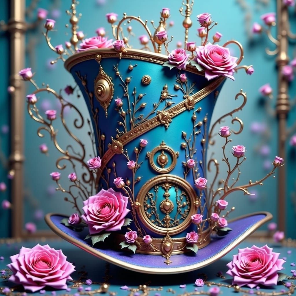 Steampunk Top Hat Mansion in Digital Painting Style