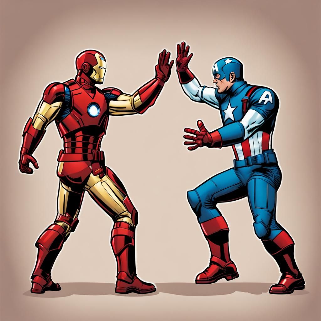 Captain America and Iron Man High Five
