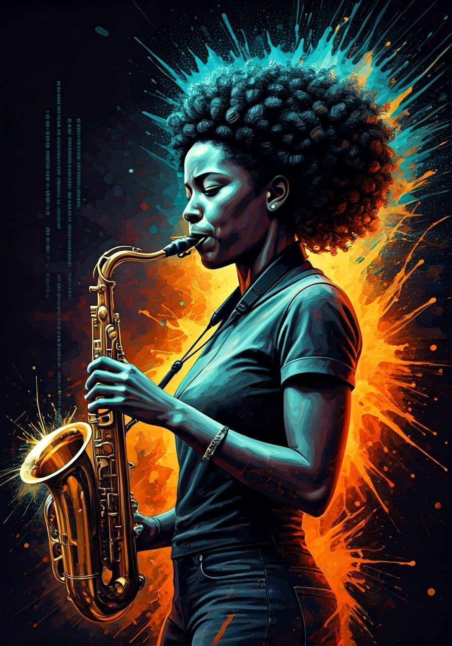 Black Female Saxophonist in Digital Rome
