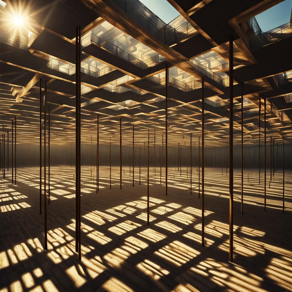 Surreal Perspective with Sunshine Rays and Light