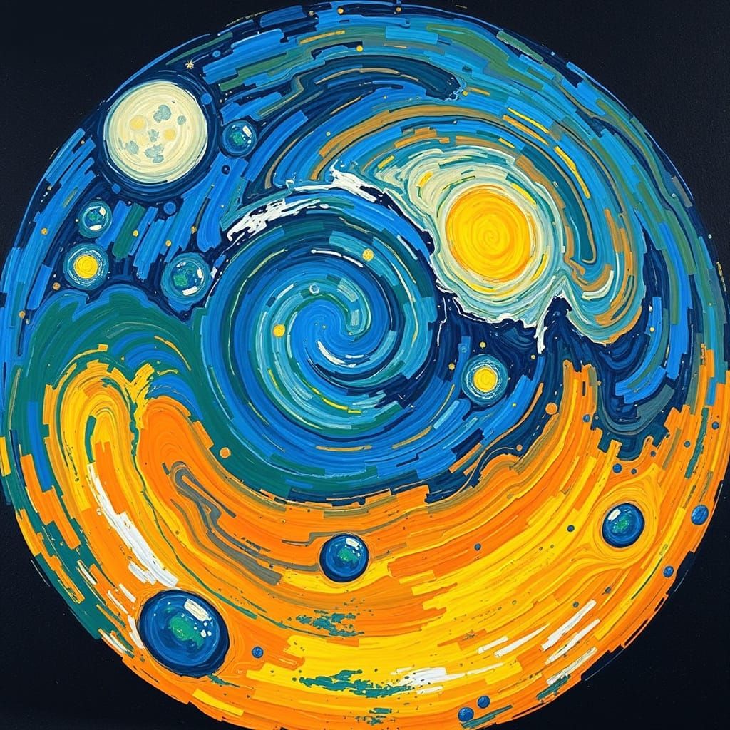 Cosmic Earth in Vibrant Van Gogh Style