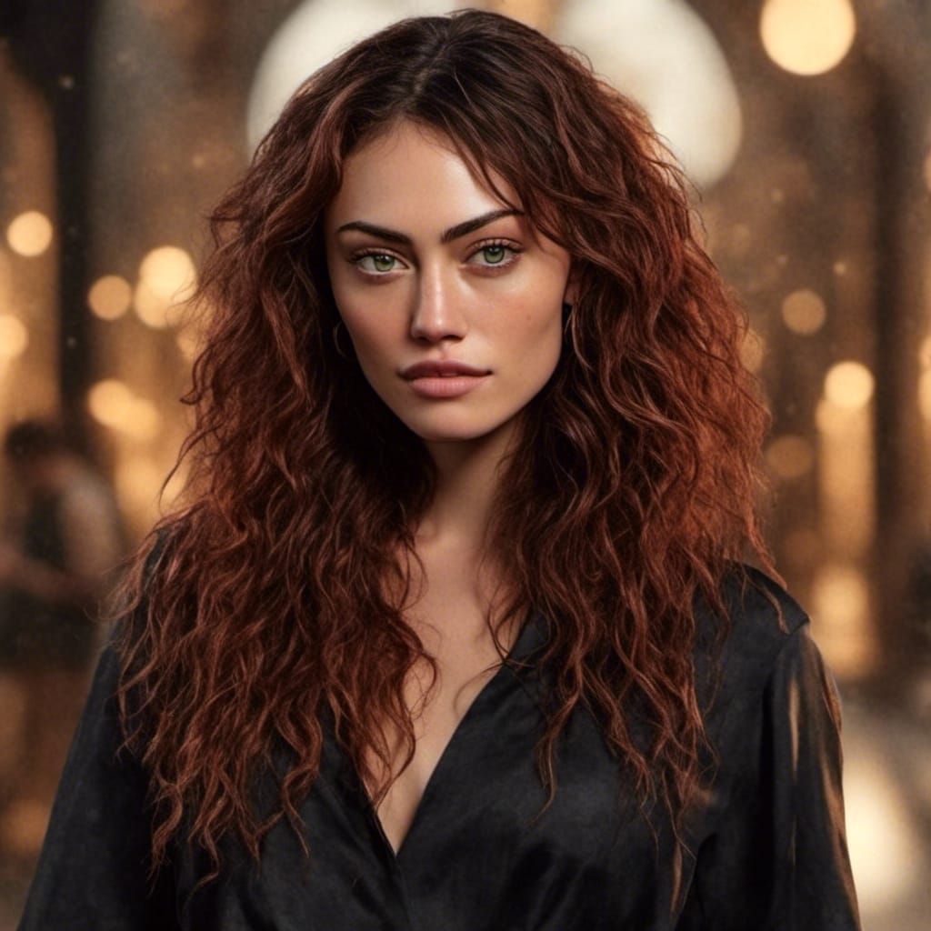 Portrait with Long Curly Hair in Art Nouveau Style