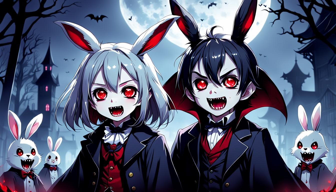 Anime Style Cute Vampire Rabbit Character