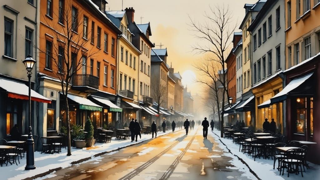 Copenhagen Street Scene in Golden Age Style