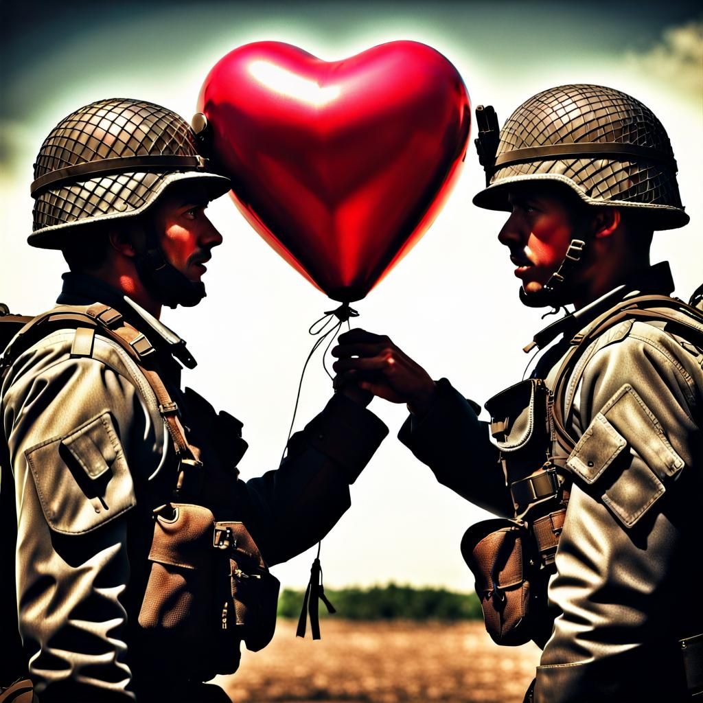 Soldiers Share a Heart in Hyperrealistic Detail