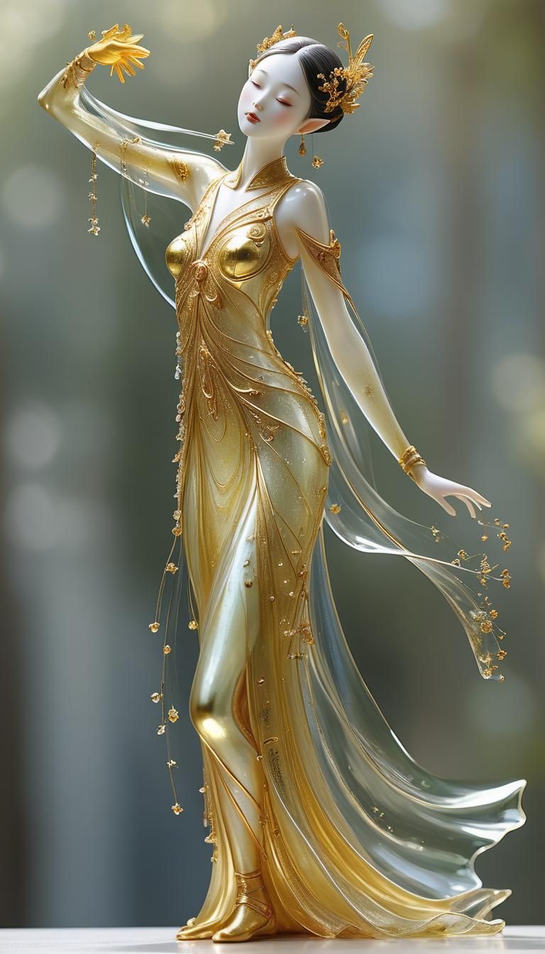 Enameled Glass Elf Sculpture in Sunlight