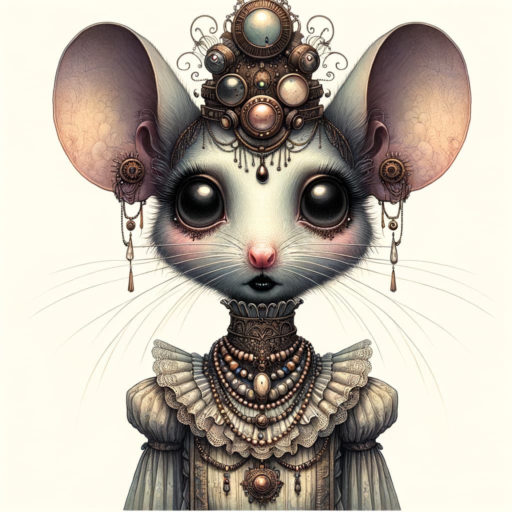 Steampunk Mouse in Whimsical Fantasy Illustration