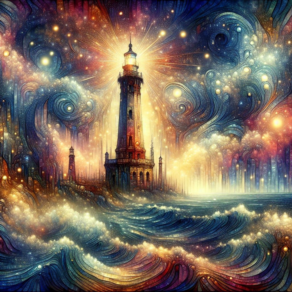 Watercolor Lighthouse in Impressionist Style