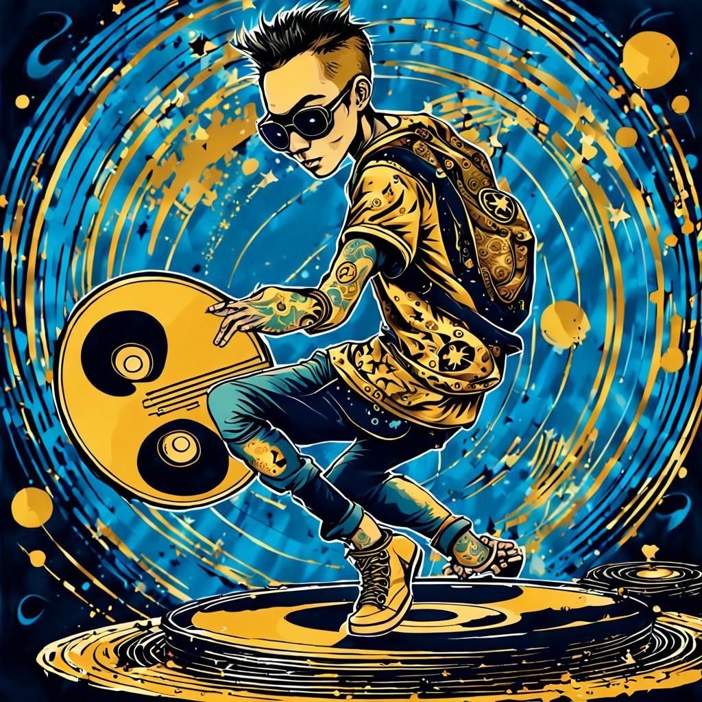 Punk Rocker DJ at Disco Night: Taoist-Inspired Art