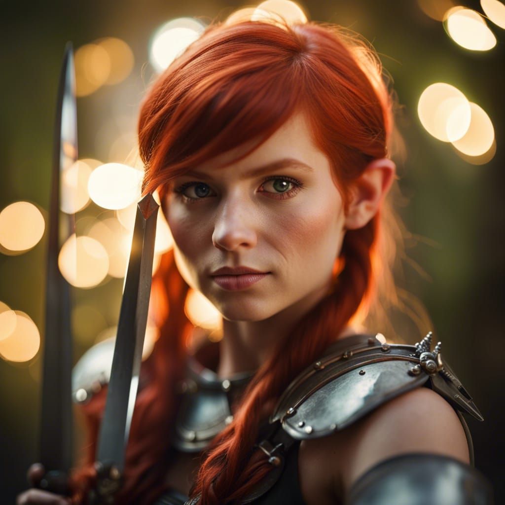 Red Haired Elf with Daggers in Natural Lighting