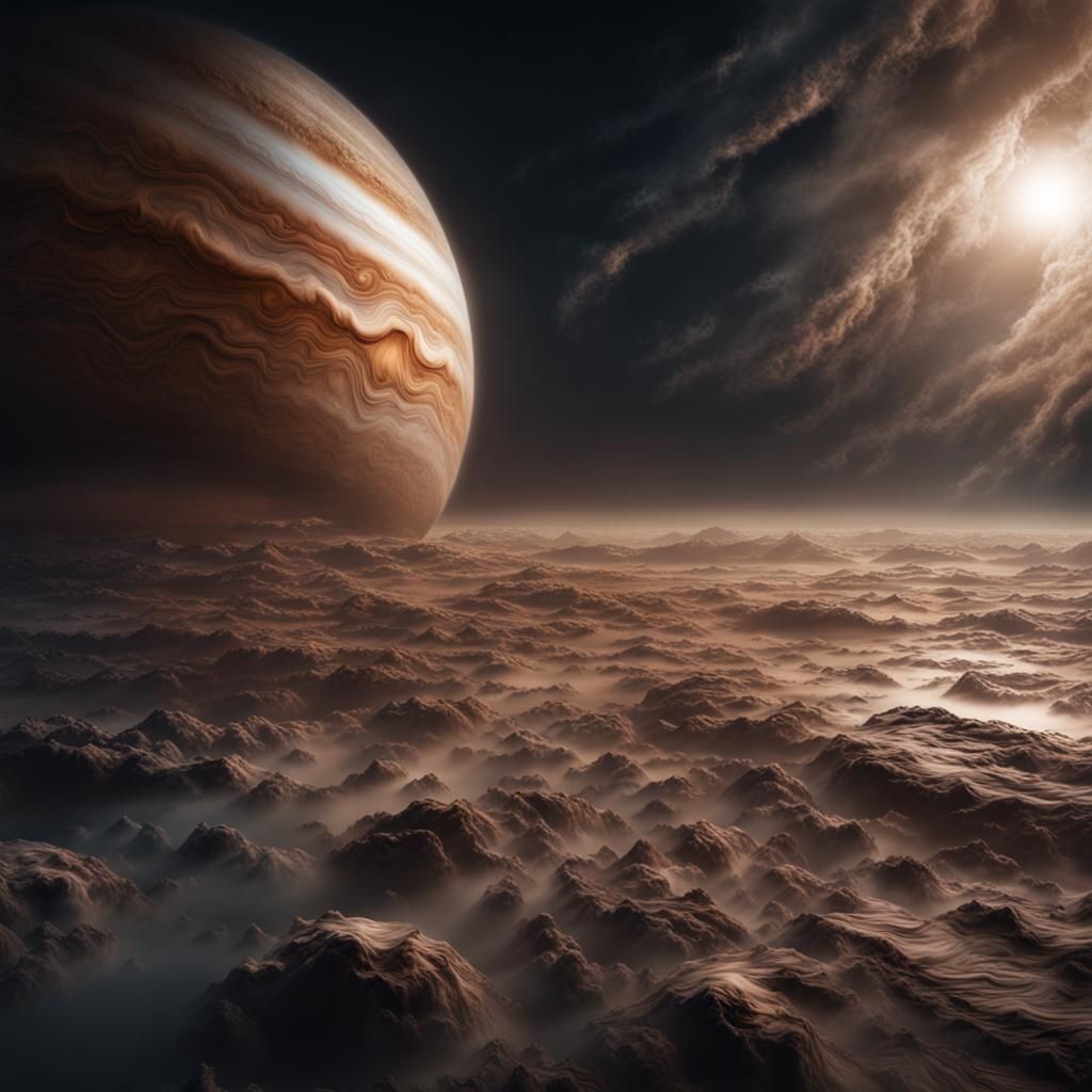 Hyperrealistic 3D Render of Jupiter's Chaotic Clouds