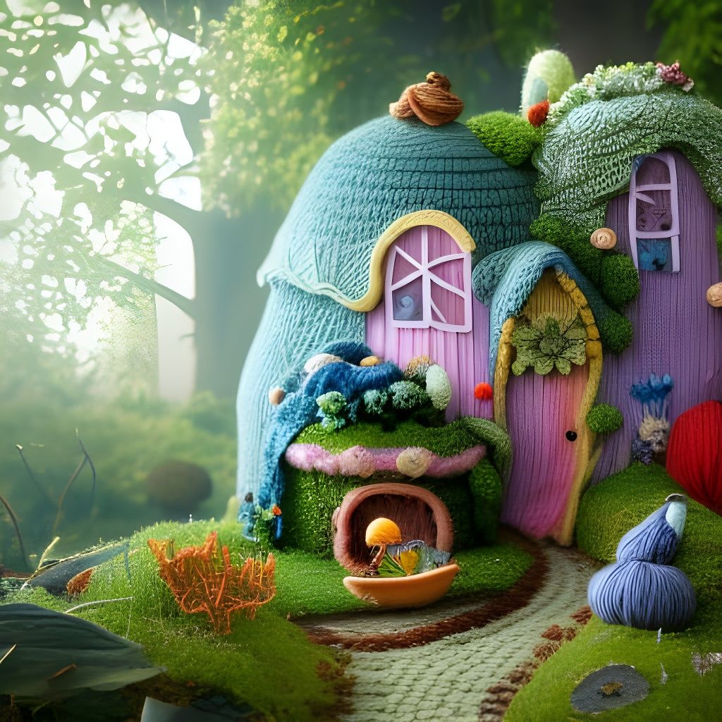 Knitted Yarn Fairy Garden in 8K Resolution