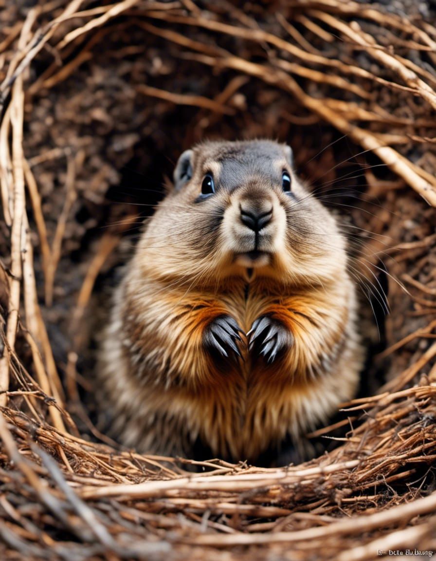 Cartoon Woodchuck Wonders About Wood