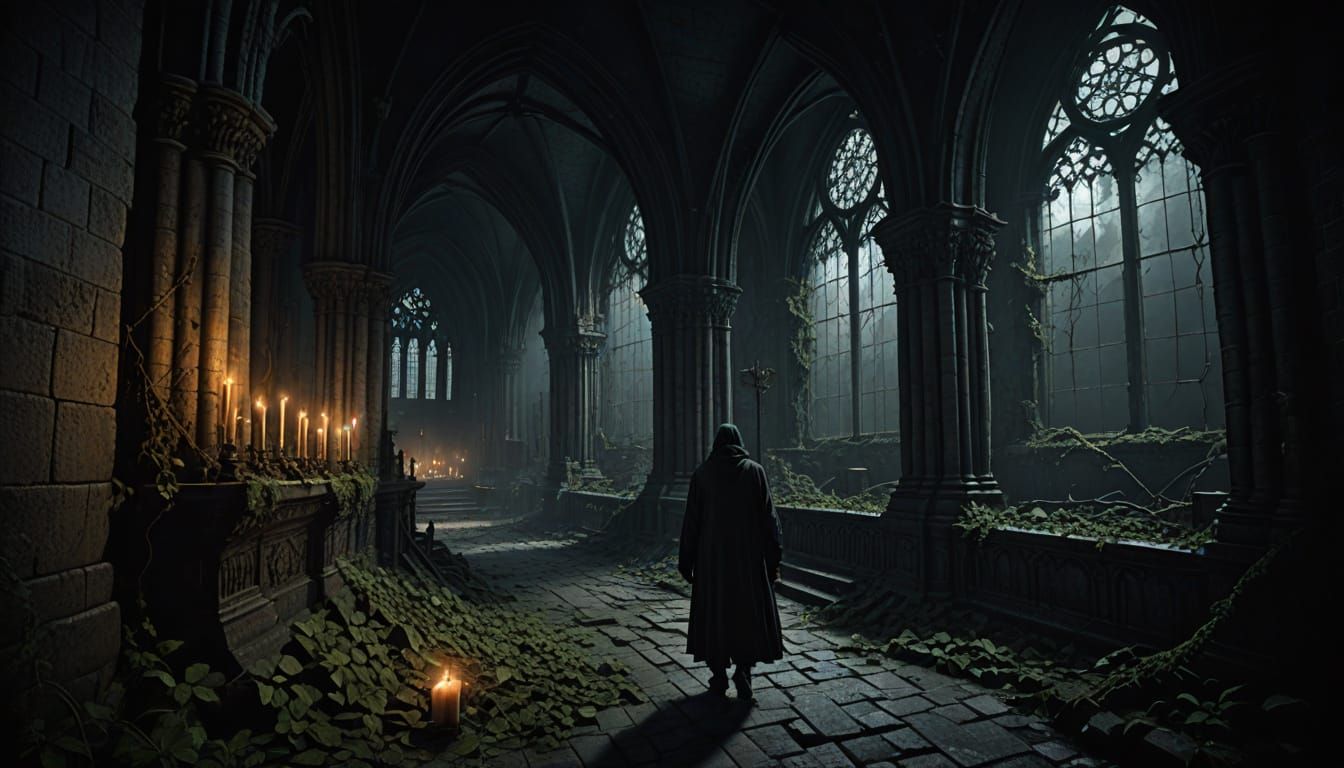 Midnight Cathedral Shadows in Dark Fantasy Style