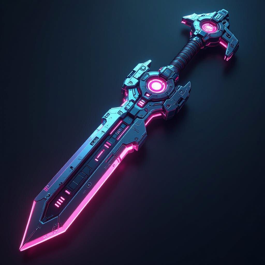 Cyberpunk Keyblade with Hover Mechanism: Futuristic Design