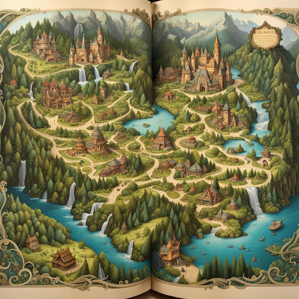 Fantasy Map Illustration from Children's Pop-Up Book