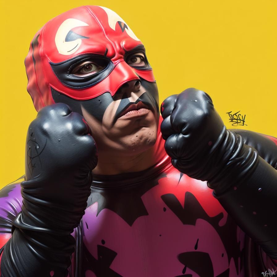 Luchador Superhero in Graffiti Splash Art Style