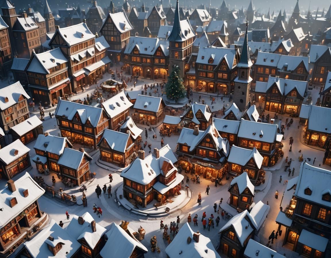 Enchanting Miniature Christmas Market in Porcelain Cup