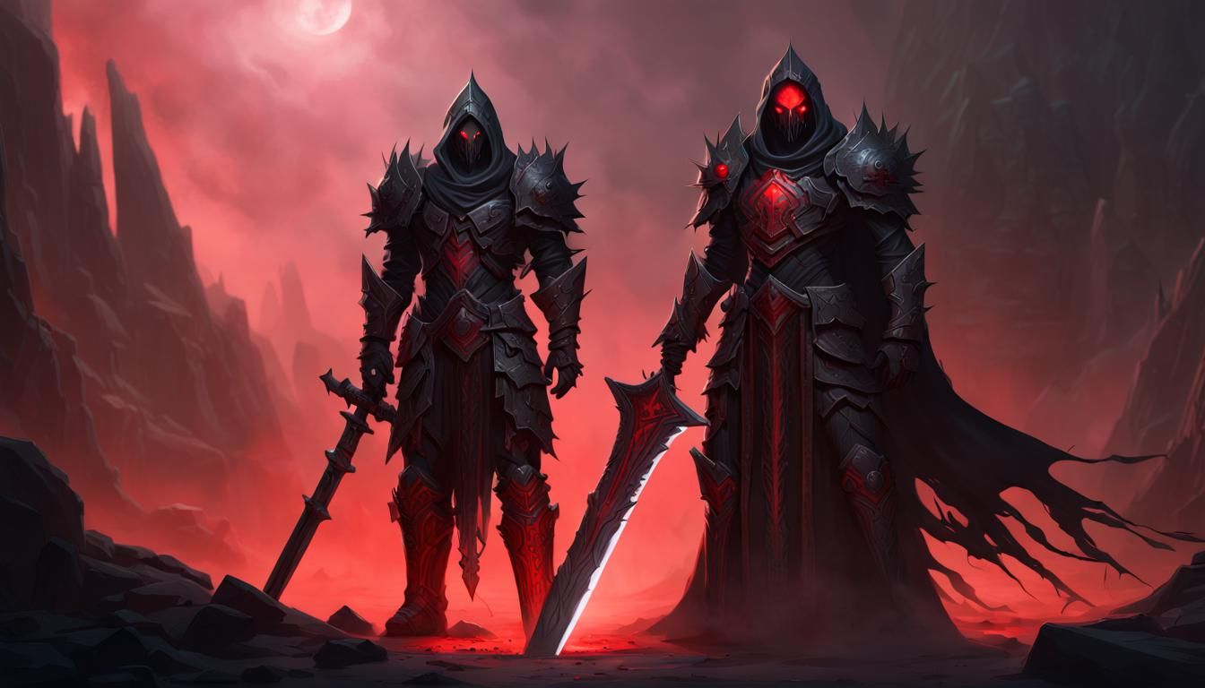 Menacing Death Knight in Black Desert, Dark Fantasy Art