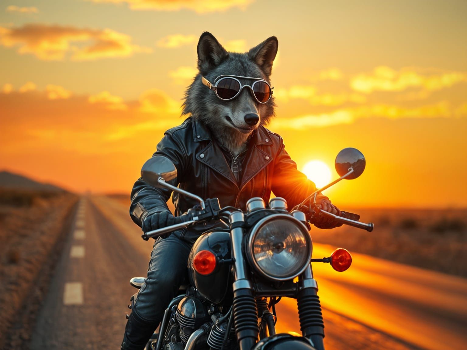 Anthropomorphic Wolf on Desert Highway, Concept Art