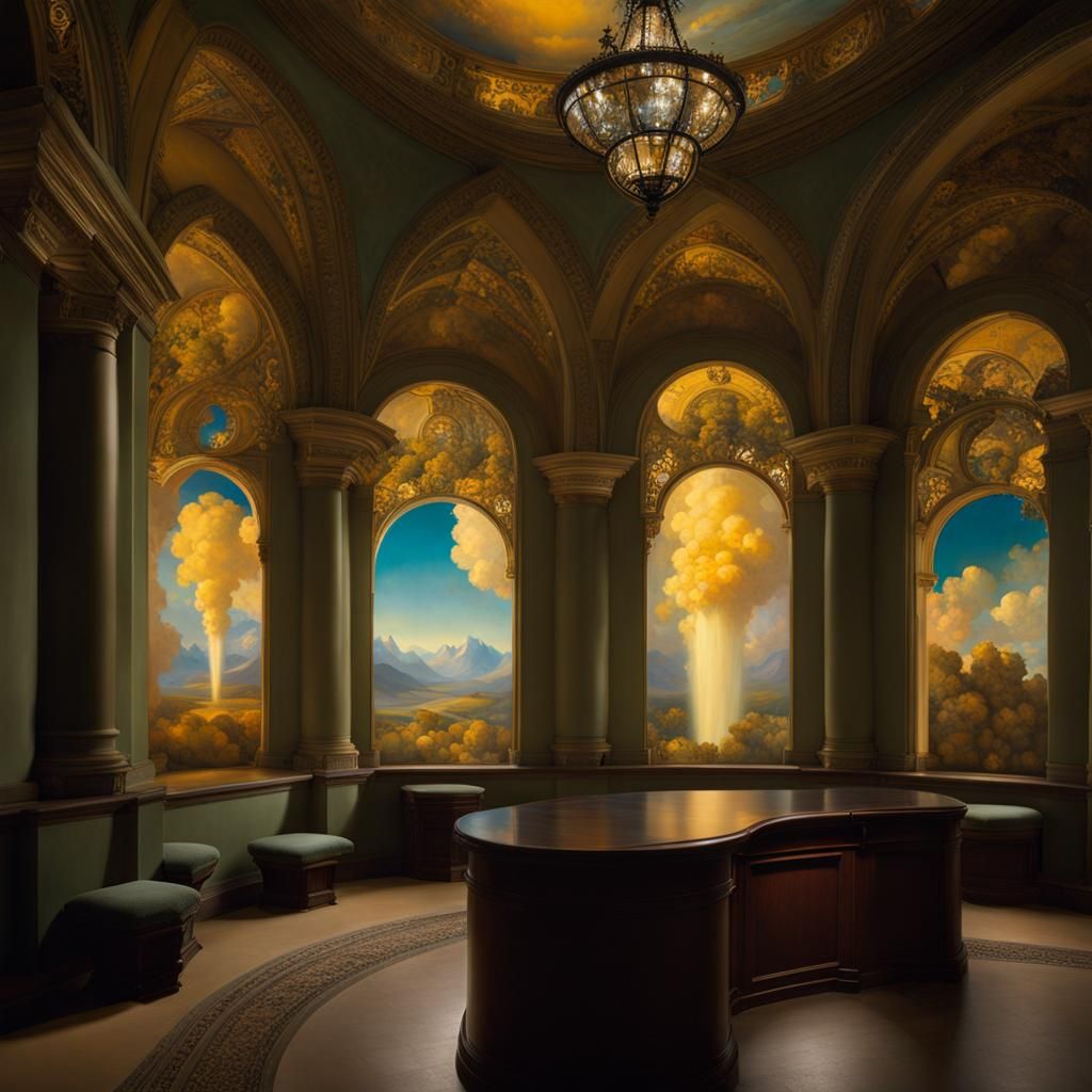 Surreal Moscow Scene in Golden Age Illustration Style