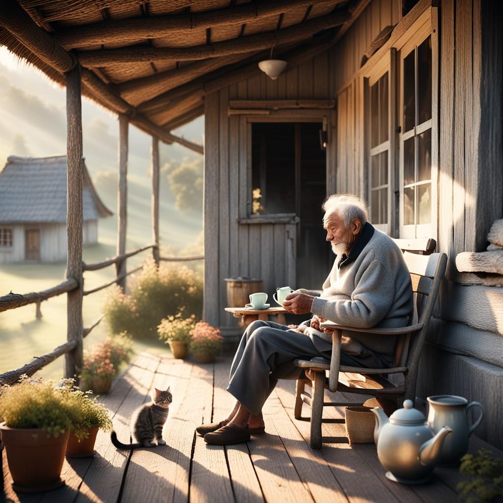 Idyllic Irish Morning: Serene Naive Art Landscape