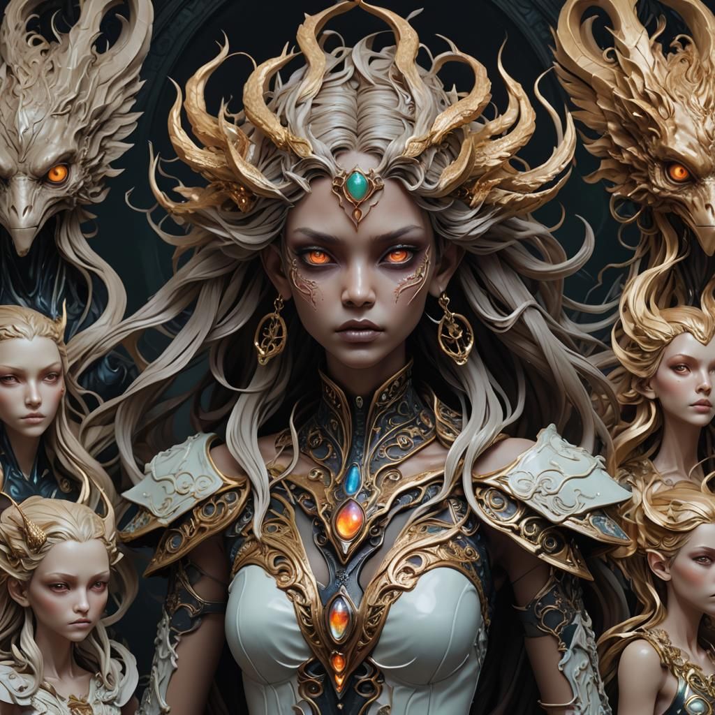 Eldritch Porcelain Doll Portrait in Digital Art Style