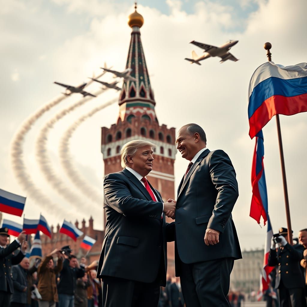 Trump and Putin Shake Hands, Dramatic Realism