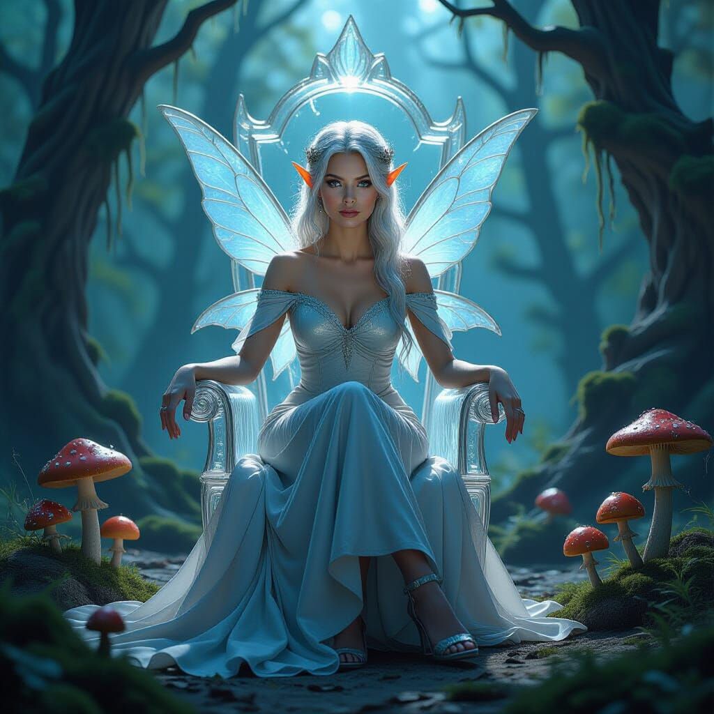 Fairy Queen on Industrial Throne: Digital Portrait