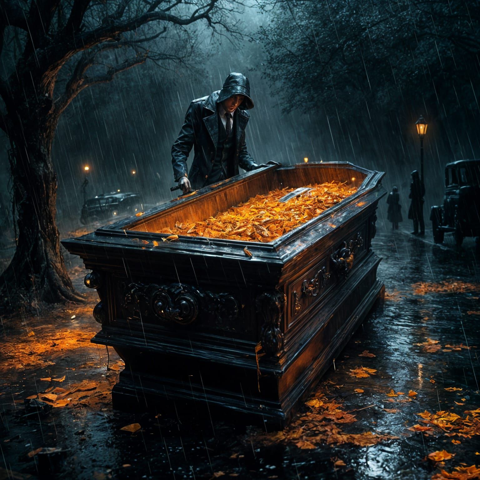 Dramatic Coffin Sealing in Pouring Rain